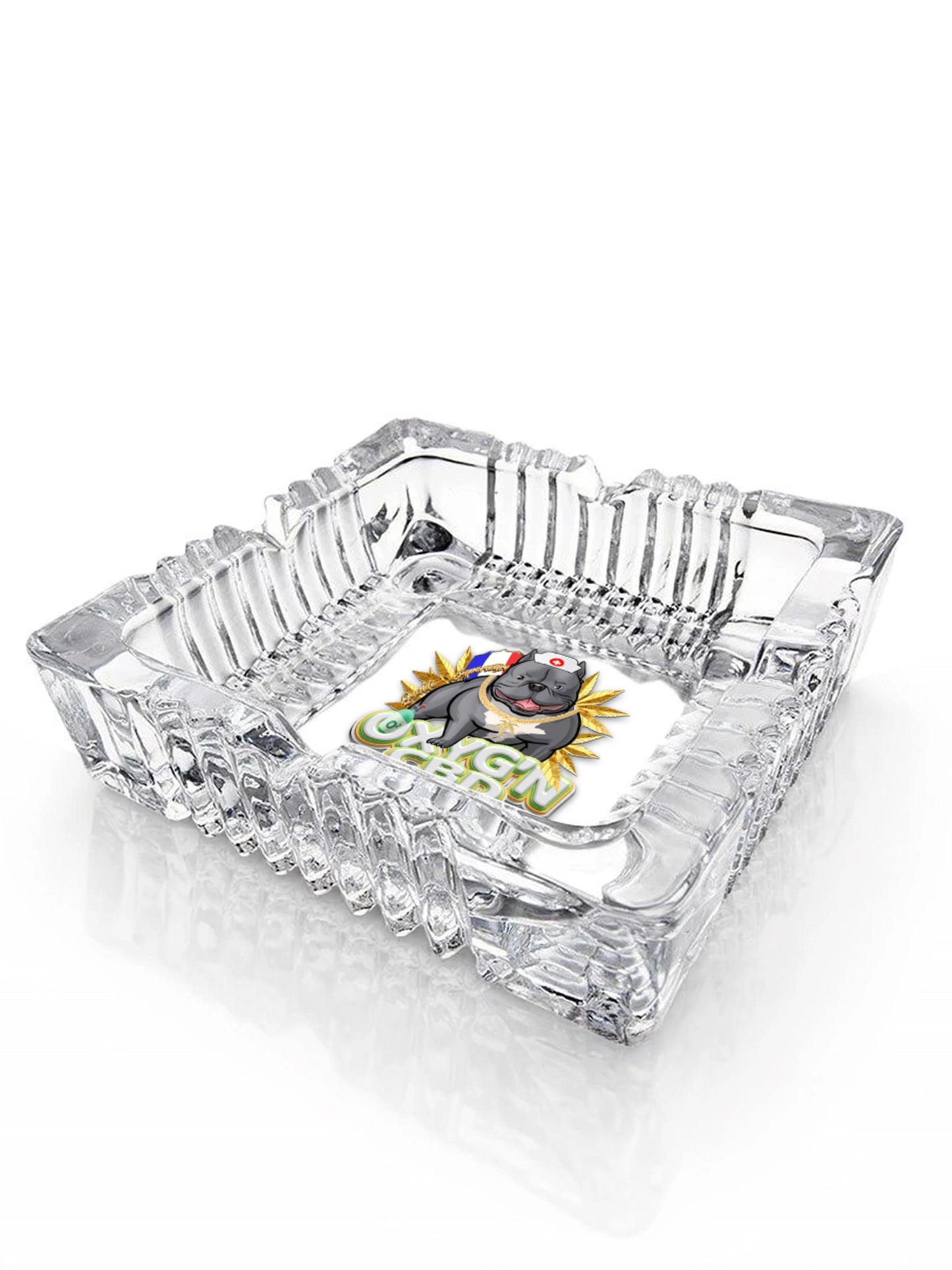 Cendrier en verre carré Oxyg'n CBD x20