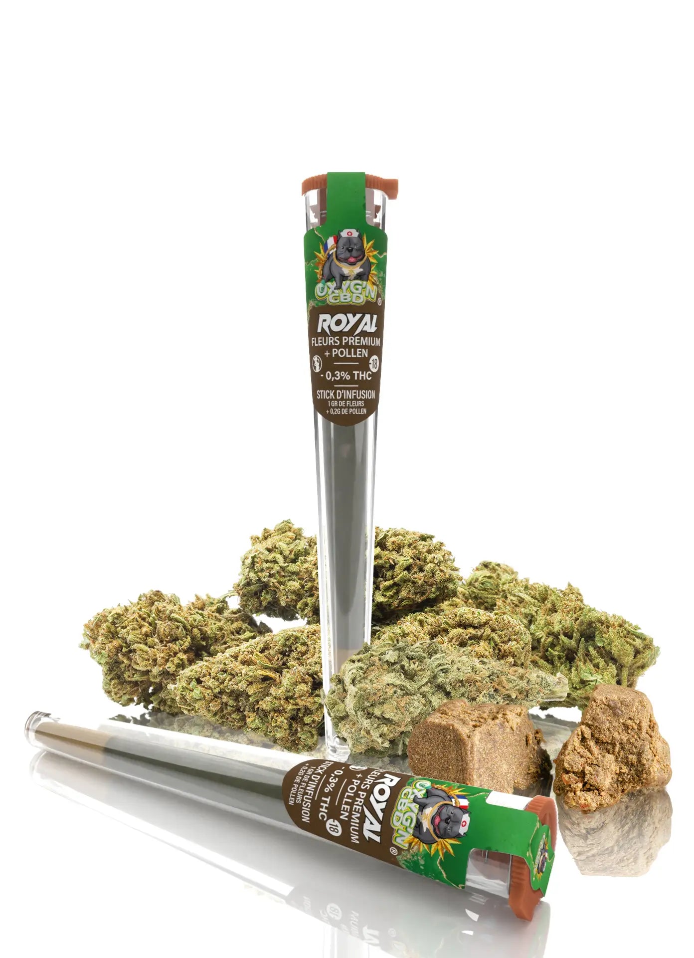 Pré-Roll de CBD Royal Fleurs de CBD + Résine de CBD - Oxyg'n Grossiste CBD pour Pro