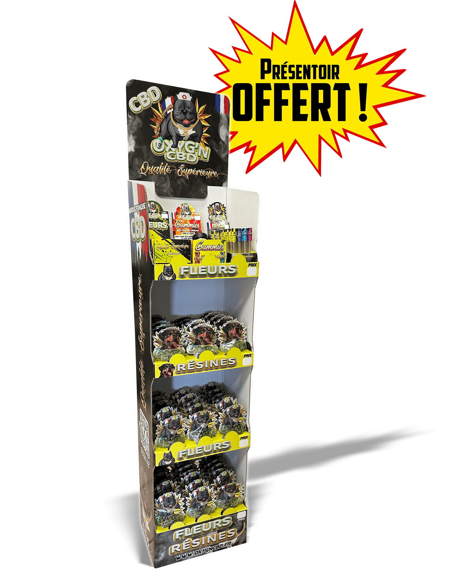 présentoir de la formule découverte pour pro OXYG'N CBD