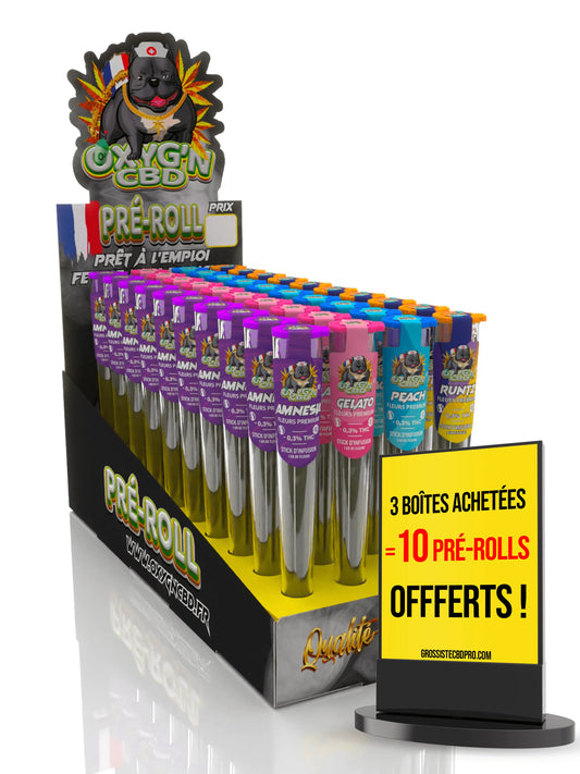 Présentoir pré-roll mixte - 4 variétés - Amnesia - Gelato - Peach - Runtz - OXYG'N PRO CBD