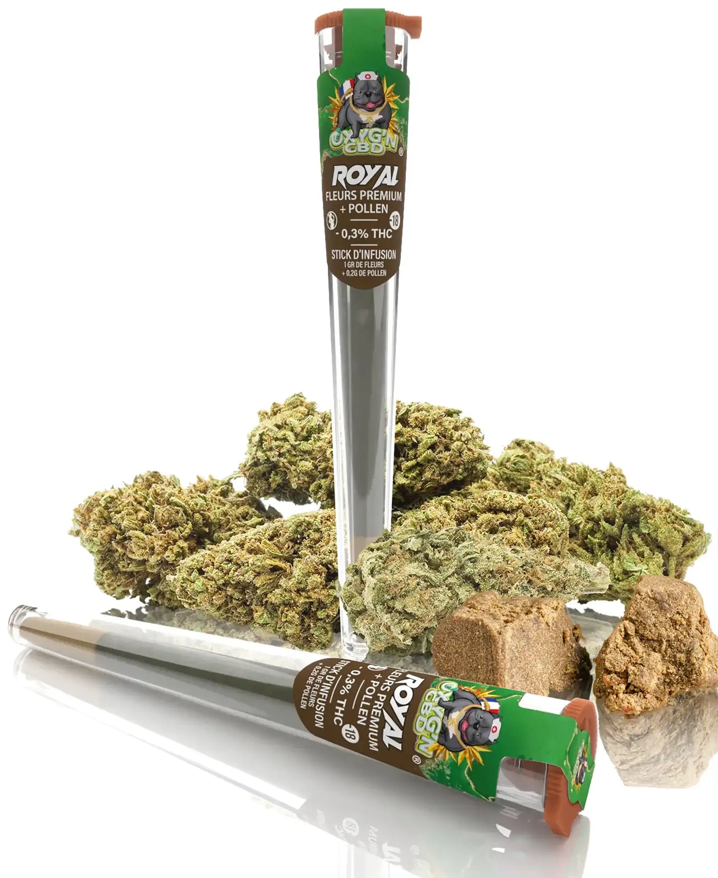Pré-Roll de CBD Royal Fleurs de CBD + Résine de CBD - Oxyg'n Grossiste CBD pour Pro